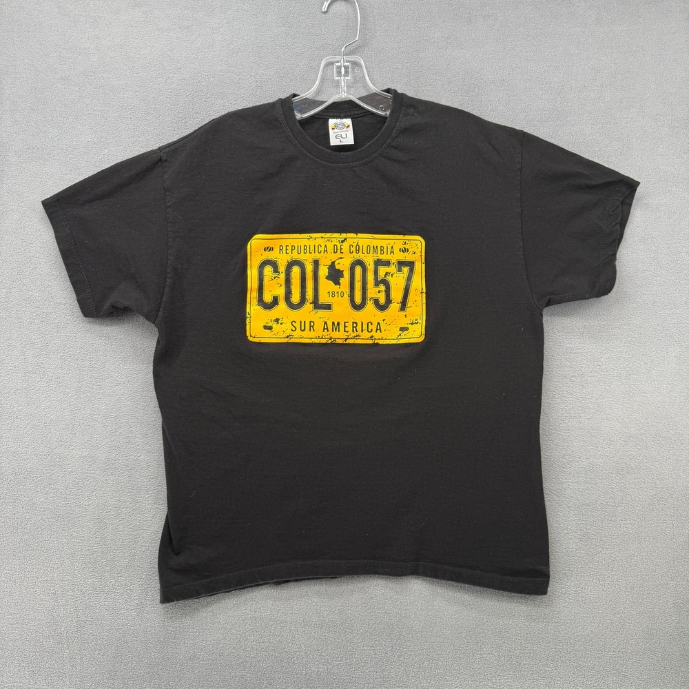 SportSanti Colombia Sur T Shirt Black Size L COL 057  License Plate Graphic
